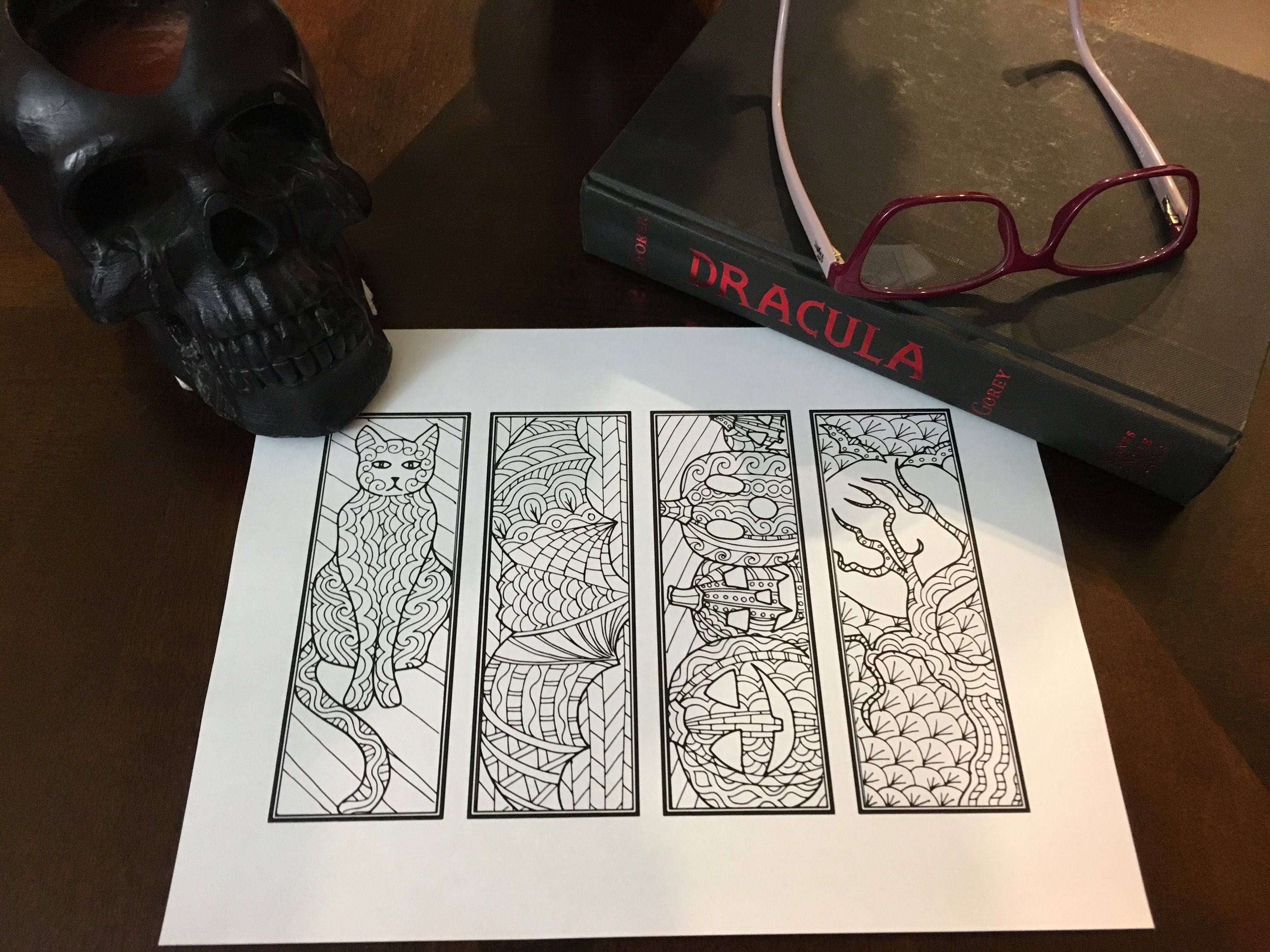 DIY Halloween Bookmarks-set of 4-holiday Crafts-color Your - Etsy