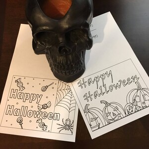 Color Your Own Halloween Cards! Set of Two- Instant Download- Holiday Crafts- Creative Cards-Holiday Greeting Cards-Adult Coloring Page-DIY