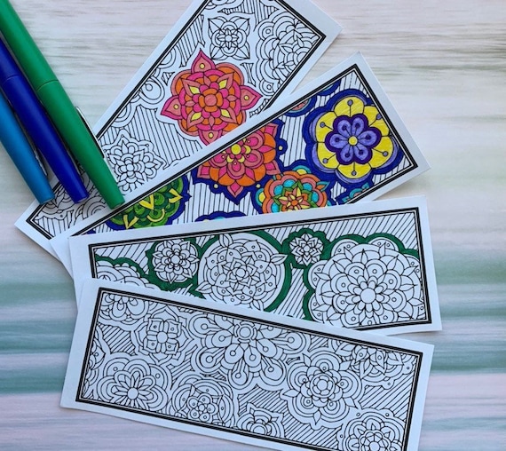 Diy Mandala Bookmarks Set Of 4 Printable Coloring Page Etsy