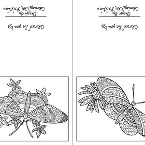2 Kleur je eigen vlinderkaarten! Set van twee - Instant Download - Butterfly Crafts - Creative Cards-Wenskaarten-Adult Coloring Page-DIY