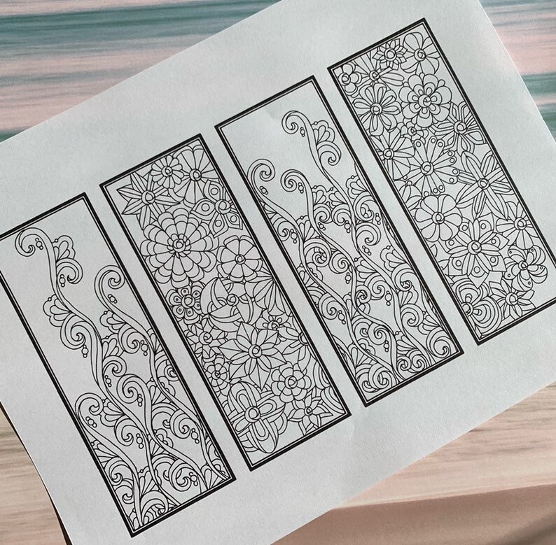 DIY Bookmarks Set of 4 Printable Coloring Page Instant - Etsy