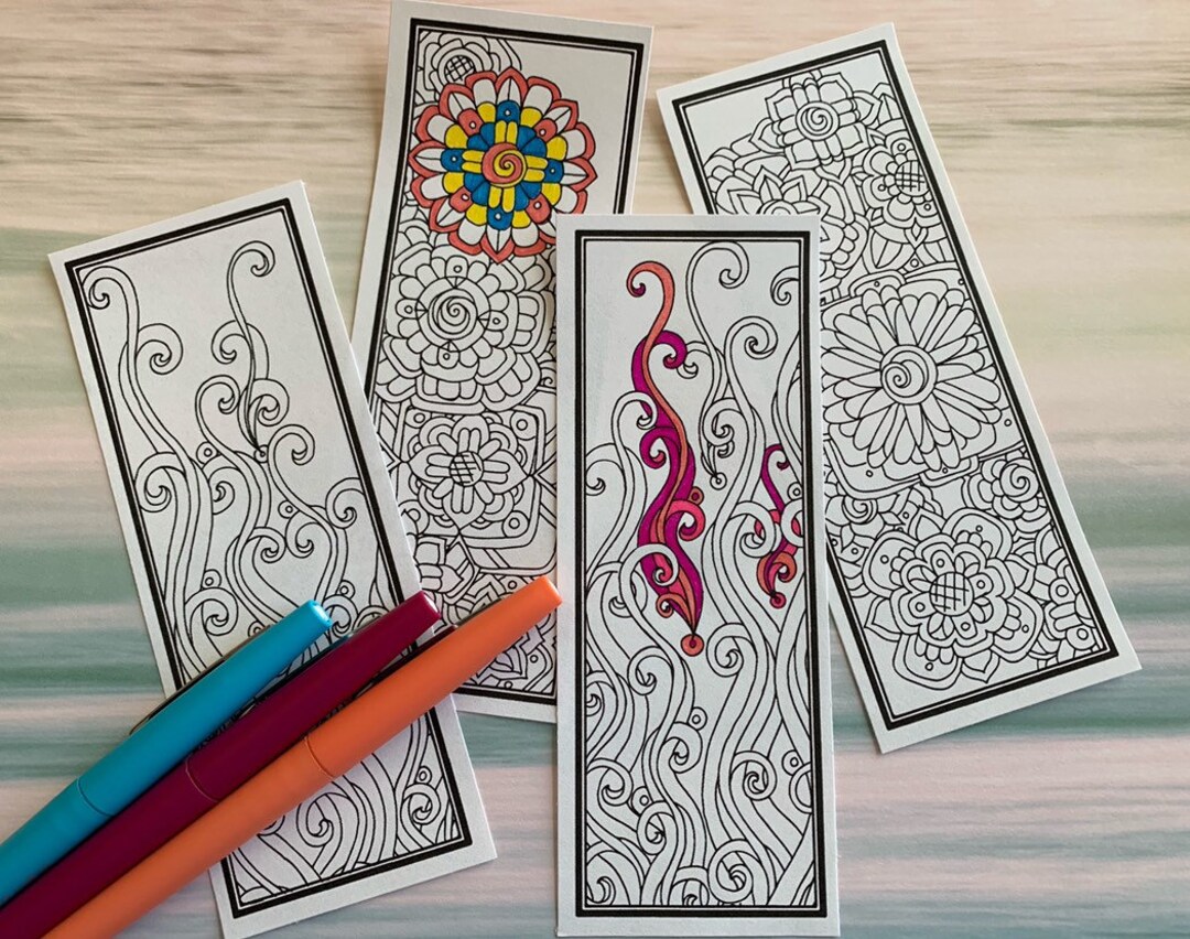 DIY Bookmarks- Set of 4- Printable Coloring Page- Instant Download ...