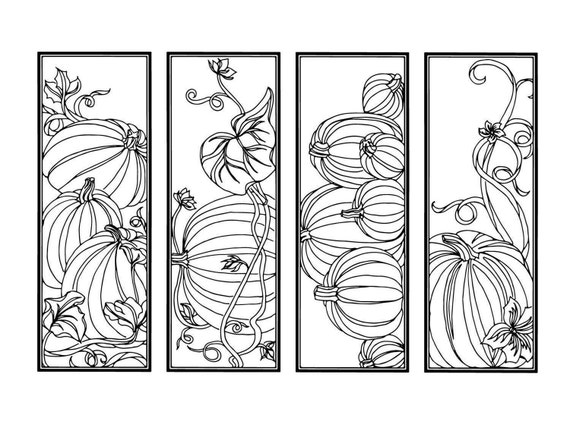 DIY Pumpkin Bookmarks Set of 4 Holiday Crafts Color Your