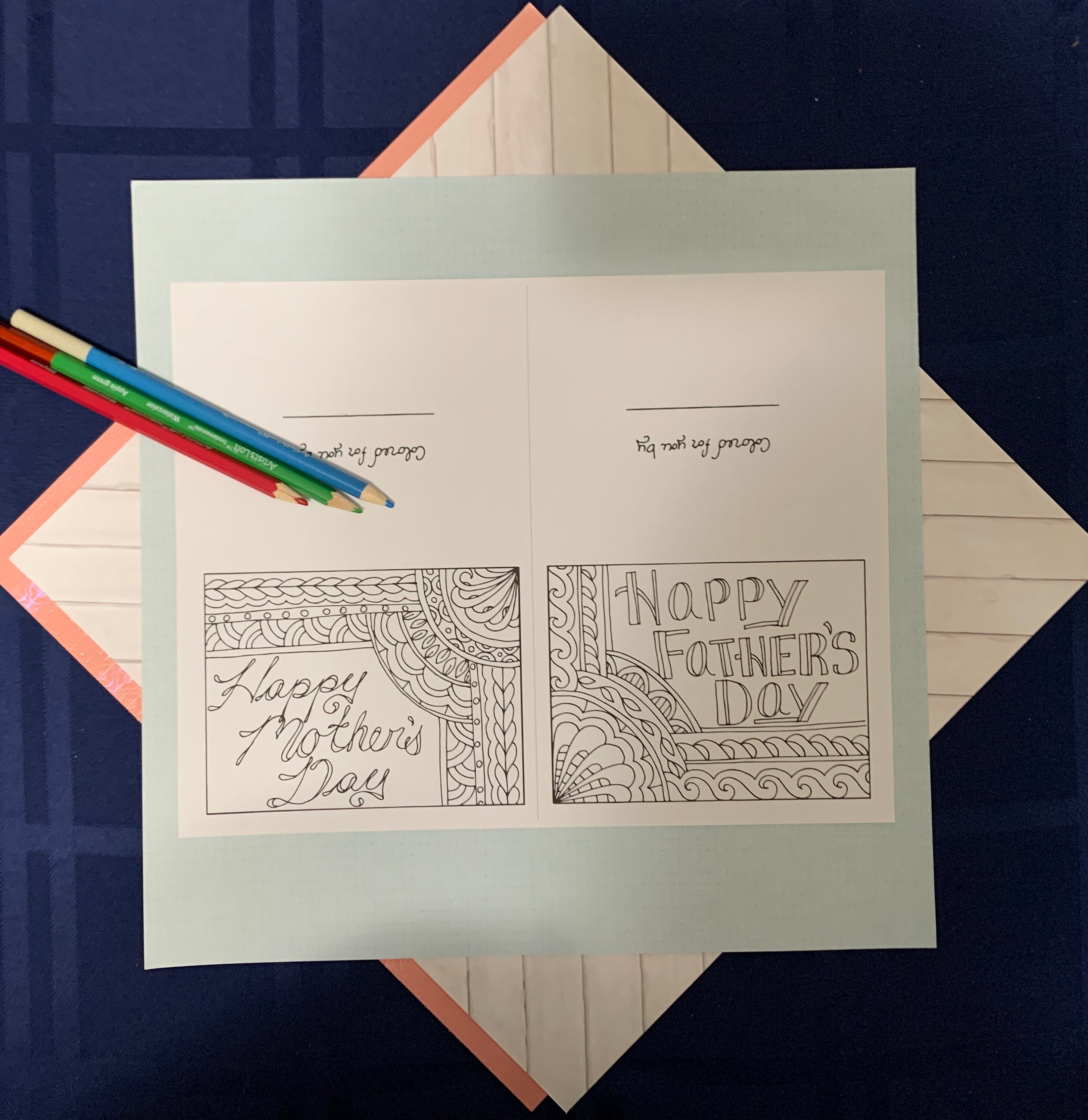 2 Color Your Own Mother's Day & Father's Day Cards! Set of Two-instant ...