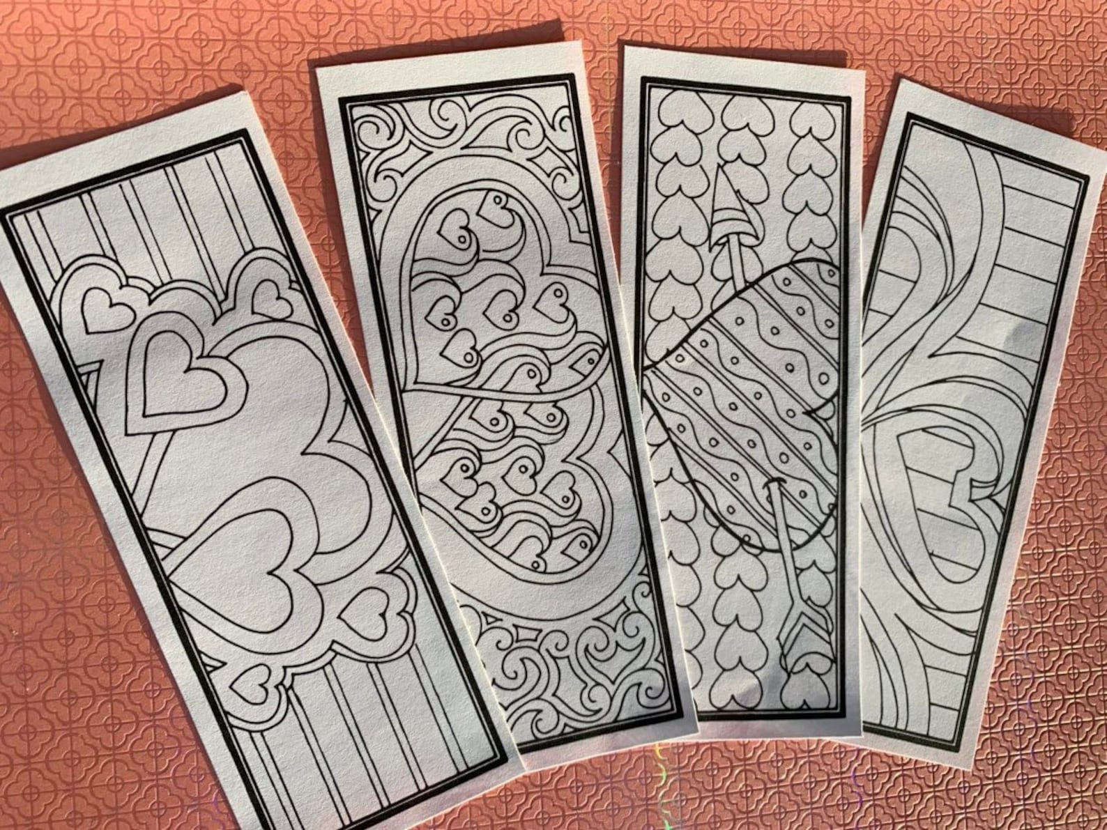 DIY Romantic Bookmarks- Set of 4- Printable Coloring Page- Adult ...