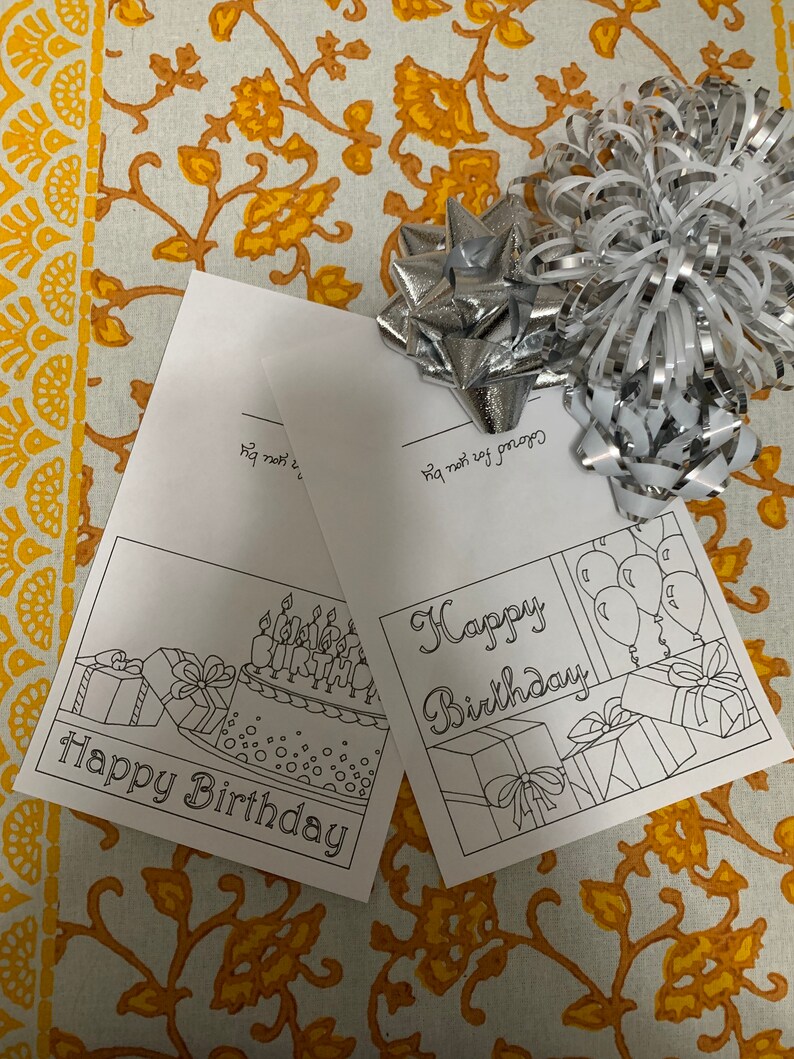 DIY Birthday Cards- Color Your Own- Print Your Own Designs- Digital ...