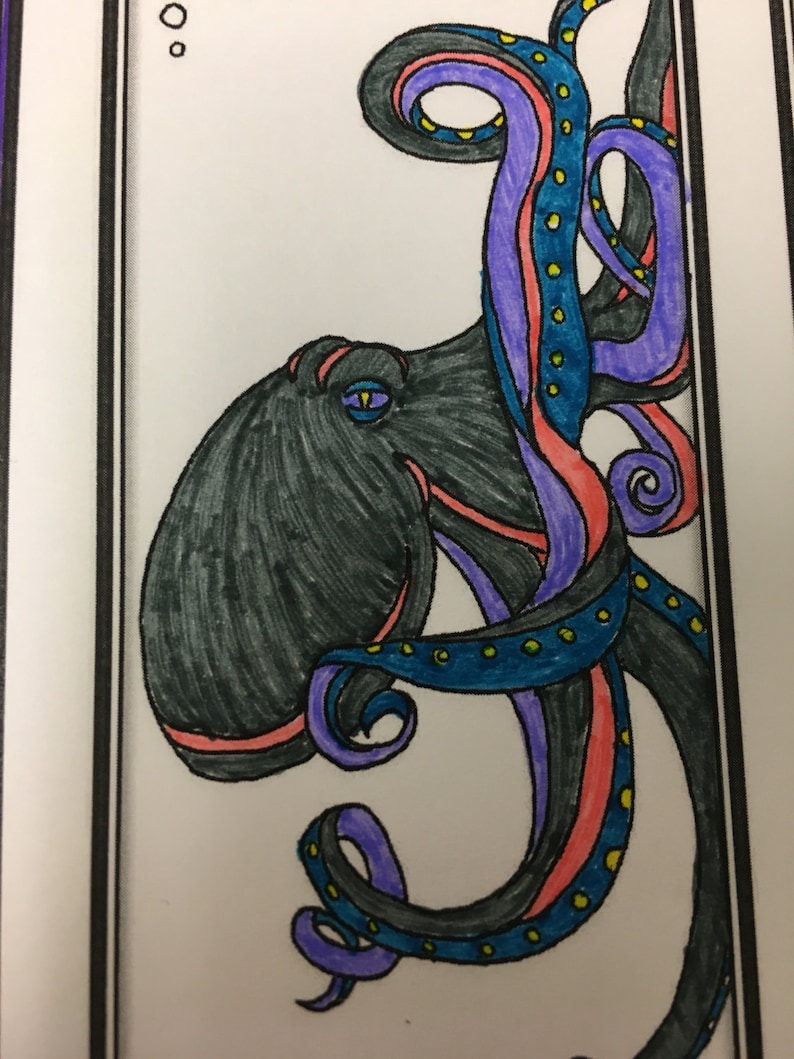 Octopus- DIY Bookmarks Set of 4- Printable Coloring Page- Adult ...
