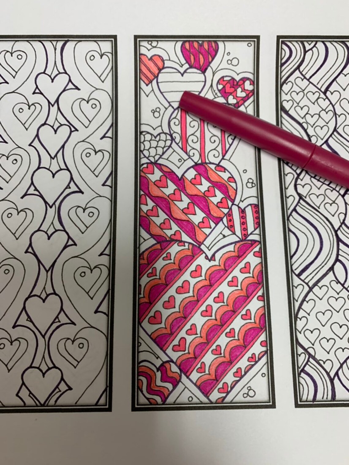 DIY Romantic Bookmarks- Set of 4- Printable Coloring Page- Adult ...