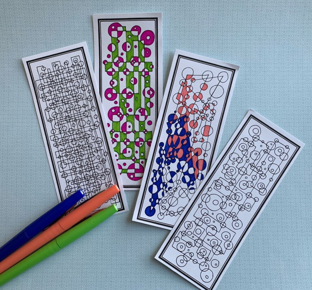 Abstract Coloring Bookmarks: DIY Craft Activity (set of 4) (PDF Pattern ...