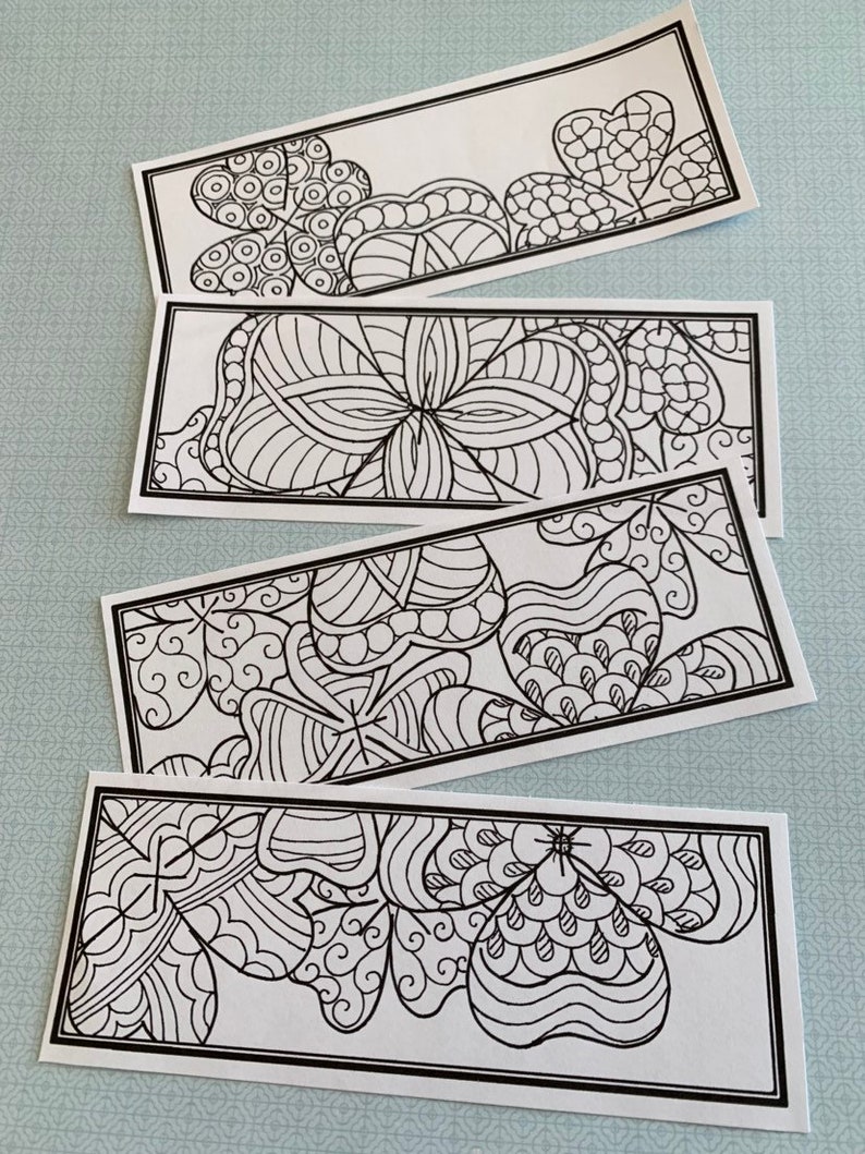 DIY St. Patrick's Day Bookmarks- Set of 4- Printable Coloring Page ...