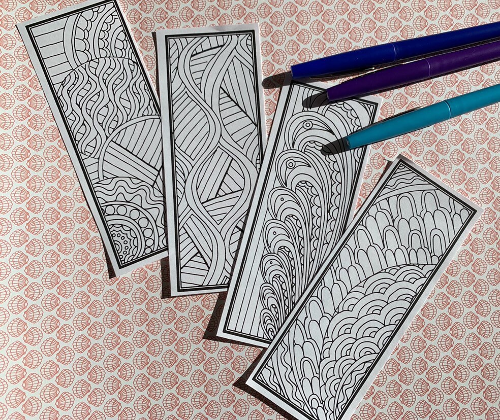 Abstract Coloring Bookmarks: DIY Craft Activity (PDF Pattern) - Etsy