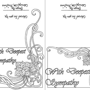 10 Color Your Own Sympathy Card-Sets of Ten-Instant Download-Get Well Soon-Sympathy-Condolences-Greeting Card-Adult Coloring Page