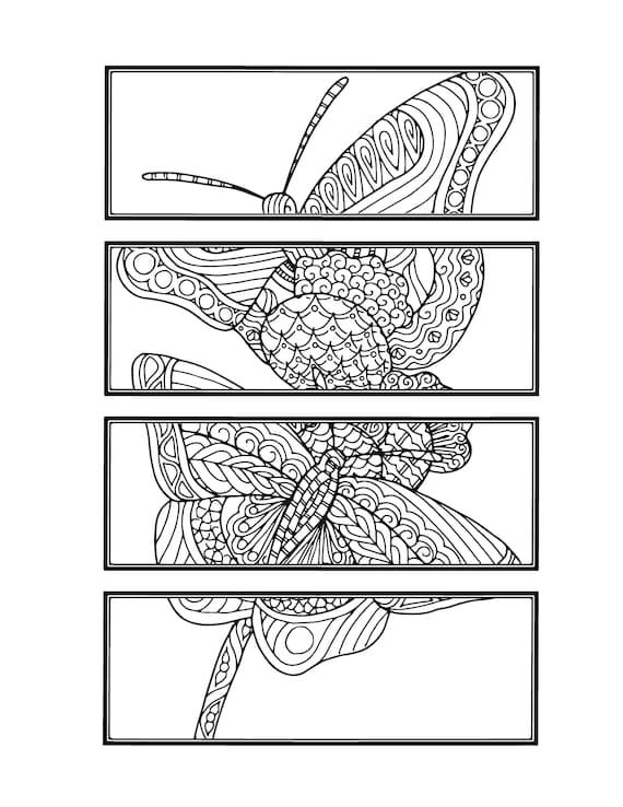 DIY Butterfly Bookmarks Set of 4 Printable Coloring Page | Etsy