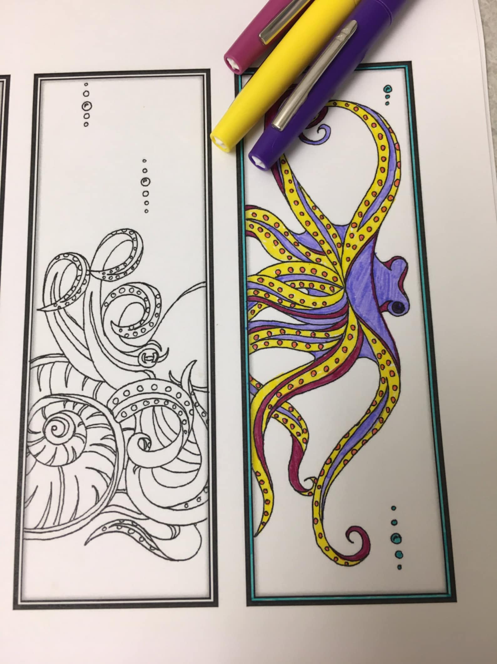 Octopus- DIY Bookmarks Set of 4- Printable Coloring Page- Adult ...