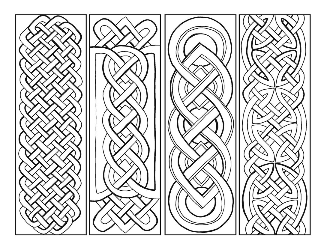 DIY Celtic Knot Bookmarks Set of 4 Adult Coloring Pages picture