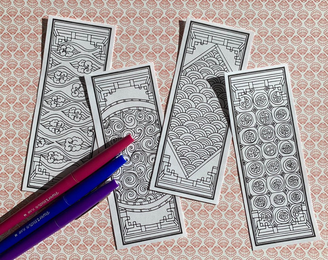 DIY Bookmarks Set of 4 Printable Coloring Page Instant Download Gifts ...