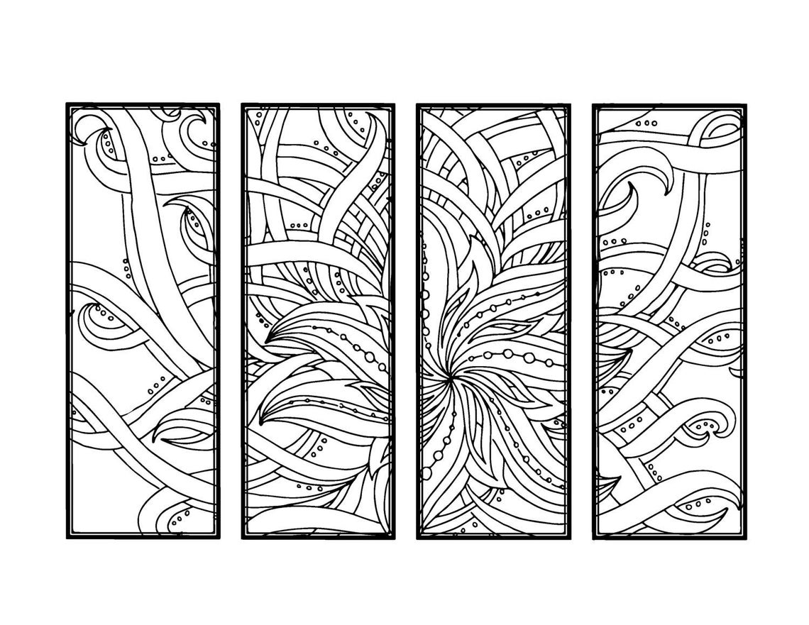 DIY Bookmarks Set of 4 Printable Coloring Page Instant - Etsy