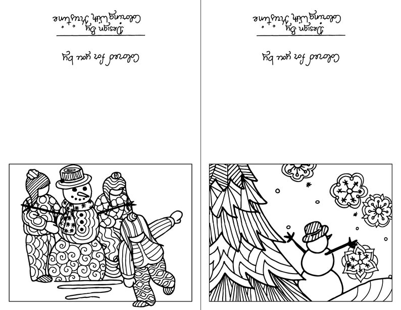 Color Your Own Christmas Cards Instant Download Holiday Etsy