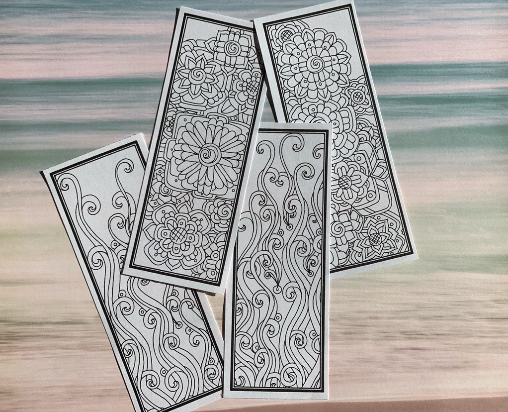 DIY Bookmarks Set of 4 Printable Coloring Page Instant Download Gifts ...