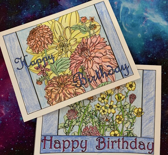 DIY Birthday Cards Color Your Own Greeting Cards Print Your | Etsy