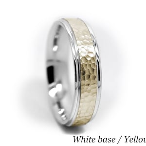 6mm Gold Hammered Wedding Band for Men & Women, 10k 14k 18k Solid Gold Matching rings, Engraved Gold Ring Personalized wedding band