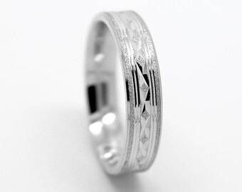 5mm 925 Sterling Silver Wedding band, Filigree silver ring, Faceted silver ring, Silver men's ring, 5mm Wedding band, Custom rings, 5001