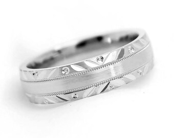 6mm 925 Sterling Silver Filigree Wedding Band, 925 Sterling Silver Ring, Men's Engagement Promise Ring, Personalize Engraving, 0004