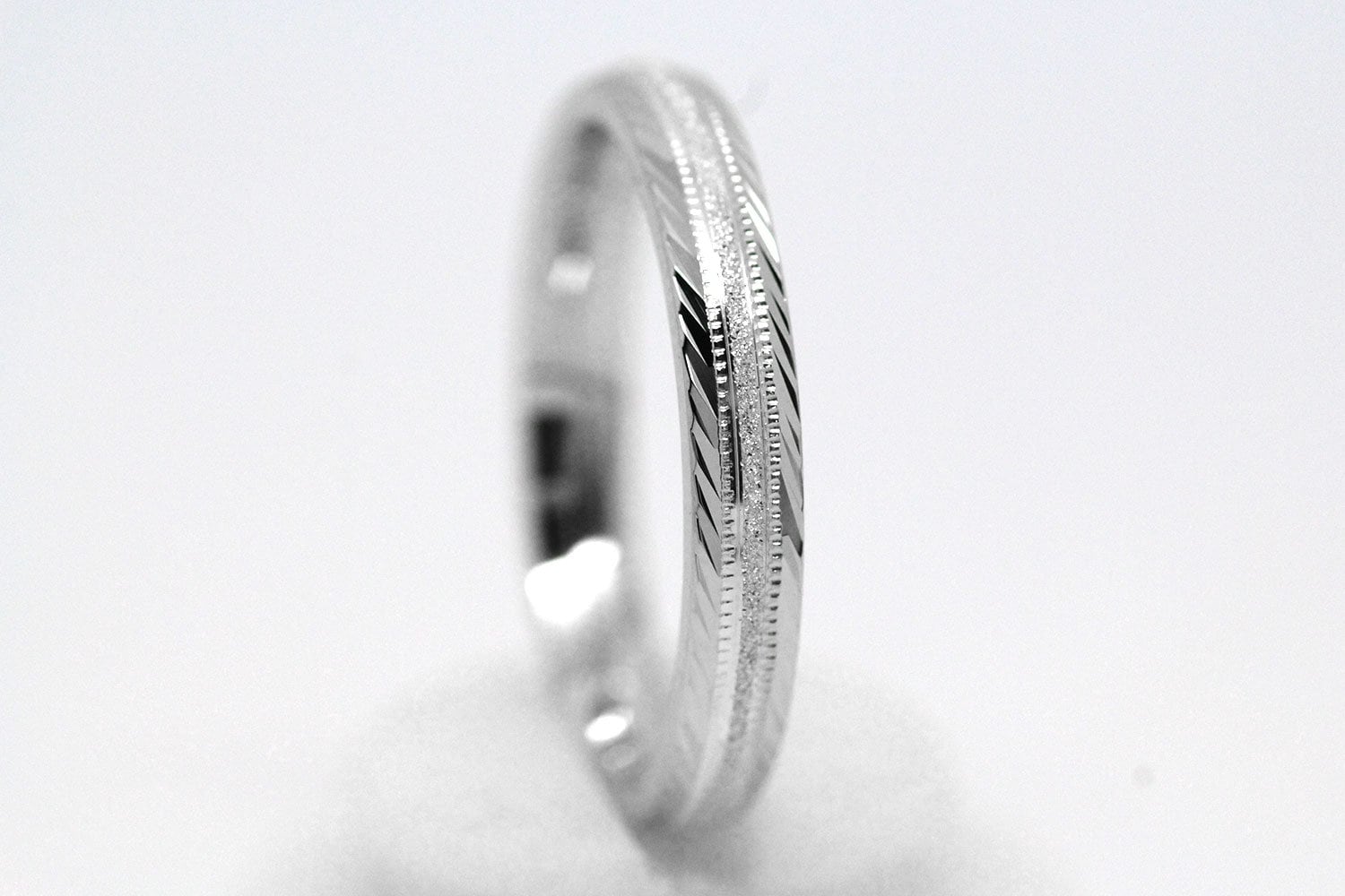 3mm Solid 925 Sterling Silver Ring for Men & Women, Classic Wedding Band with Filigree edge, Sparkly Woman Silver Wedding ring, 6673