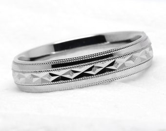 5mm 925 Sterling Silver Filigree Wedding Band for Men or Women, Silver Matching Ring, Men's Wedding Band, classic wedding, 0009