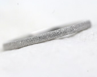 2mm Sparkly Wedding Band for Women 925 Sterling Silver Wedding Ring Stacking Silver Ring, Classic Matching Engraved Band