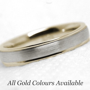 3mm Solid 10K Wedding Band Woman/Man, Classic Sating Gold Ring, Two Tone Gold  Wedding Ring, Anniversary ring, Satin Men&#39;s Wedding Band