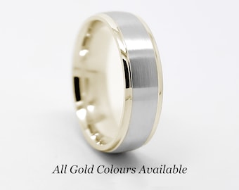 5mm Solid 10K Gold Satin Wedding Band Men/Women,  Classic Brushed Wedding Ring in Two tone Solid gold, Classic Gold Ring, Anniversary ring