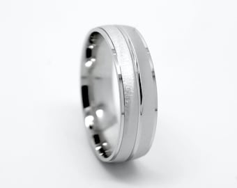 6mm Sterling Silver Wedding Band Men & Women, Brushed Low Dome Ring, Cat's Eye Personalize Band Engraved Ring, Mens Engagement Promise Ring