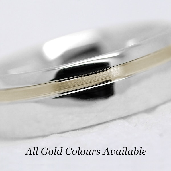 7mm Solid 10k Gold Polished Wedding Band for Men, Satin Brushed Two tone gold ring, Man's Classic Wedding Ring, Perfect Wedding band