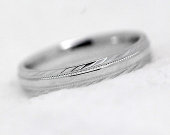 3mm Solid 925 Sterling Silver Ring for Men & Women, Classic Wedding Band with Filigree edge, Polished Woman Silver Wedding ring, 6673