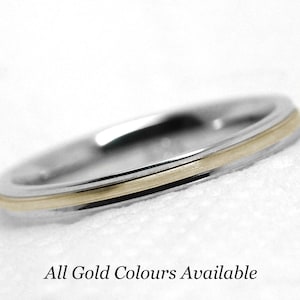 Alliances en or 10 carats de 2 mm pour femme • Bagues en or bicolore pour femme • Bague empilable • Bijoux de mariage