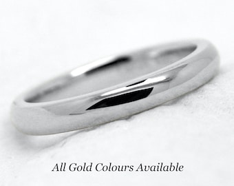 2mm Solid 10K Gold Polished Wedding Ring Women, Classic Dome Wedding Band, Minimalist Plain Wedding Band