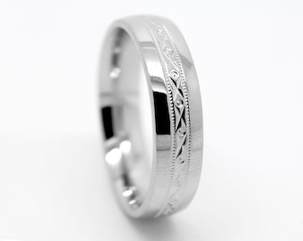 6mm 925 Silver Wedding Band Men Women • Silver Jewelry for Men Filigree • Mens Engagement Promise Anniversary Ring