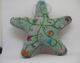 Embroidered 5 Pointed Star Christmas Ornament