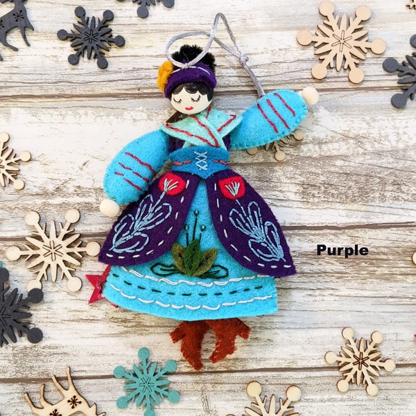 Twelve Days of Christmas | Handmade Felt Nine Ladies Dancing Ornament | Pattern by MMMCrafts