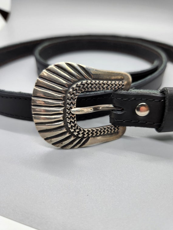 Native American Buckle with handmade Black Leather