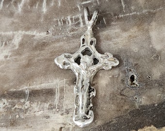 Cross Crucifix Pendent only, Sterling Silver, Handmade cast Jewelry