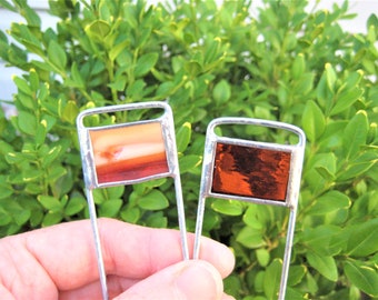 Set of Two Mini PLANT STAKES - Stained Glass - Eye of Jupiter