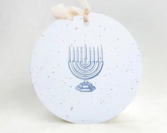 Plantable Seed Gift Tags /Ornaments Set 3: Hanukkah Menorah