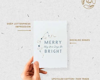 Box Set "Merry + Bright" Christmas Holiday Greeting Card