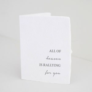 All of Heaven is Rallying for You Religious Handmade Paper Letterpress Greeting Card image 1