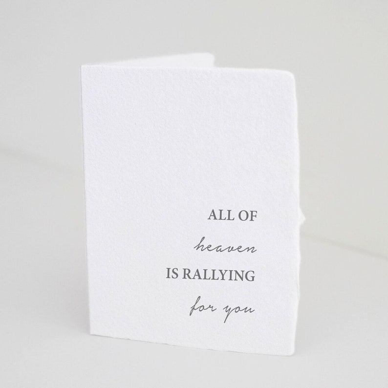 All of Heaven is Rallying for You Religious Handmade Paper Letterpress Greeting Card image 1