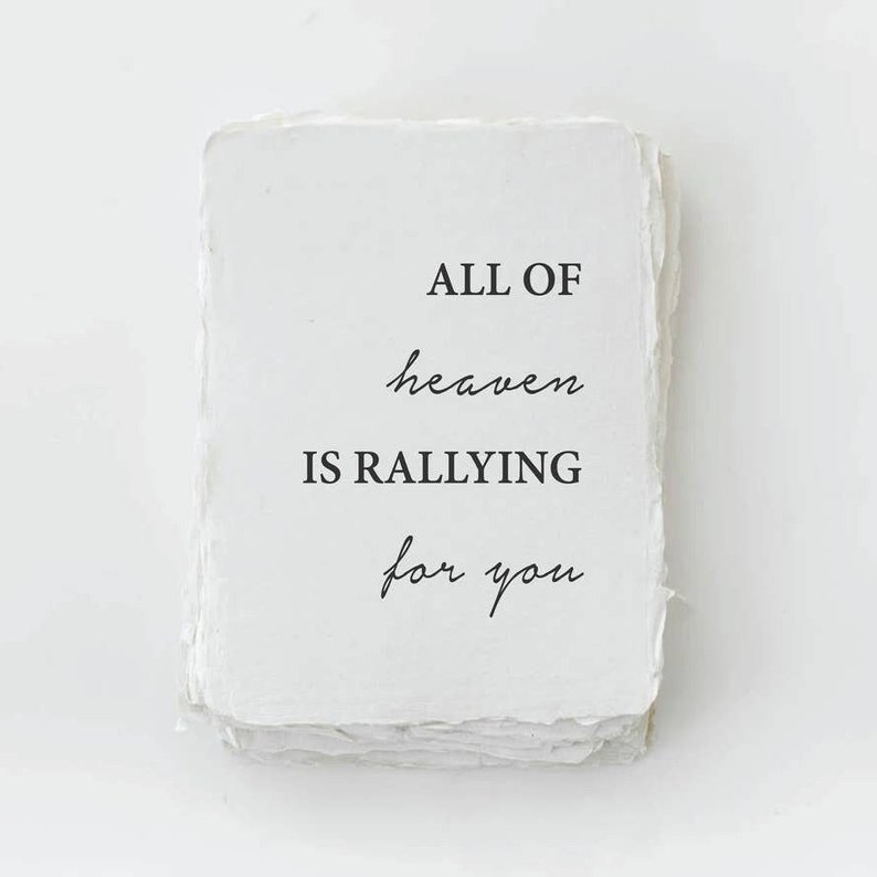 All of Heaven is Rallying for You Religious Handmade Paper Letterpress Greeting Card image 2