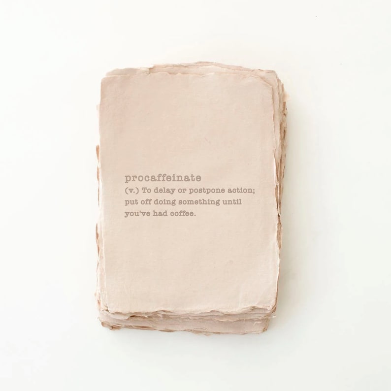 Coffee Puns. Letterpress Greeting Card. Deckled Handmade Paper. Procaffeinate image 1