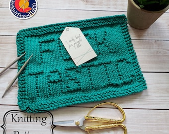 F*cktastic Knit Dishcloth PDF Pattern - Easy Beginner Knitting Projects - Mature Content - Fucktastic Washcloth